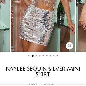 Sequin silver mini skirt